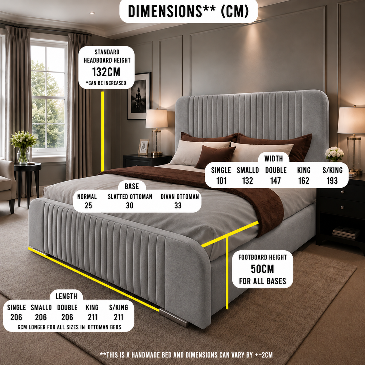 Bristol Bed dimensions