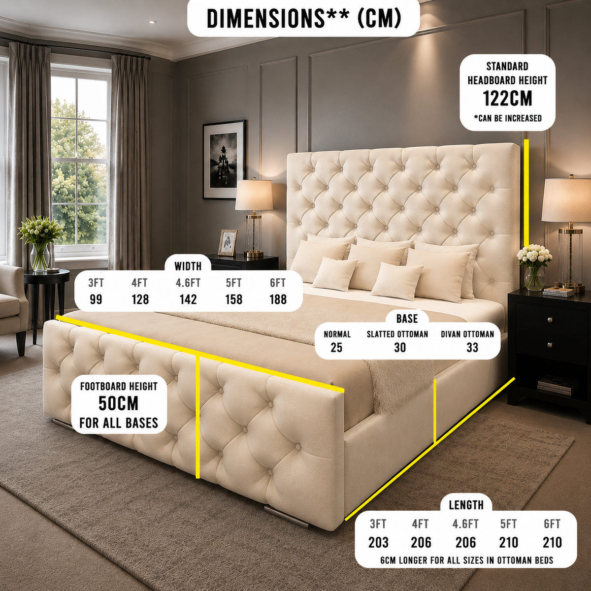 Hampton Bed dimensions