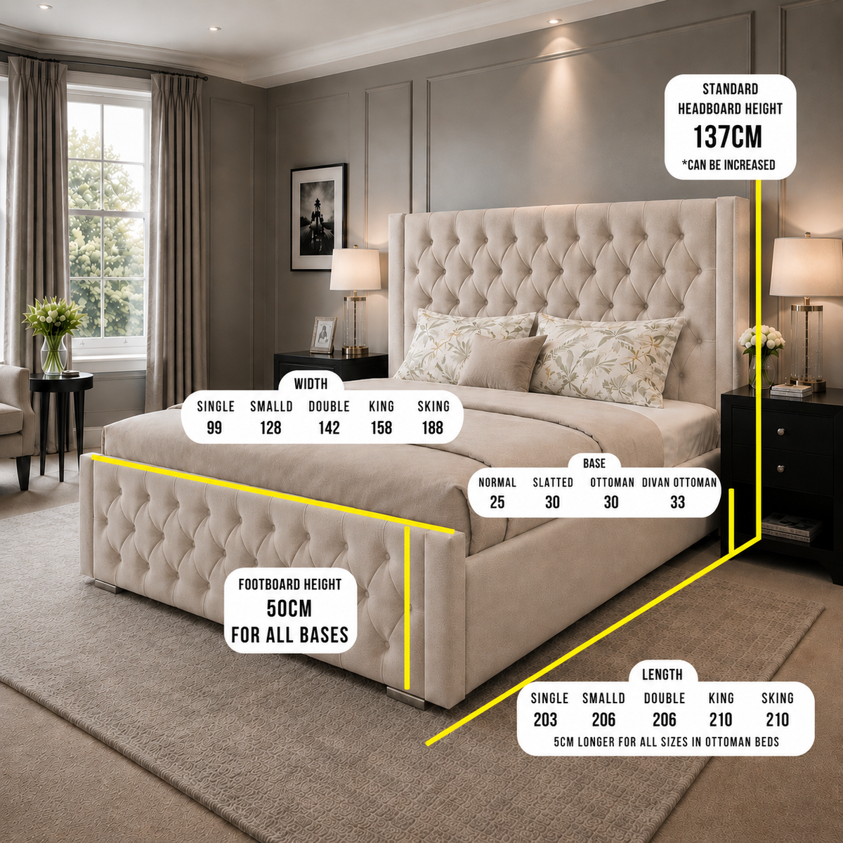 Leeds Bed dimensions