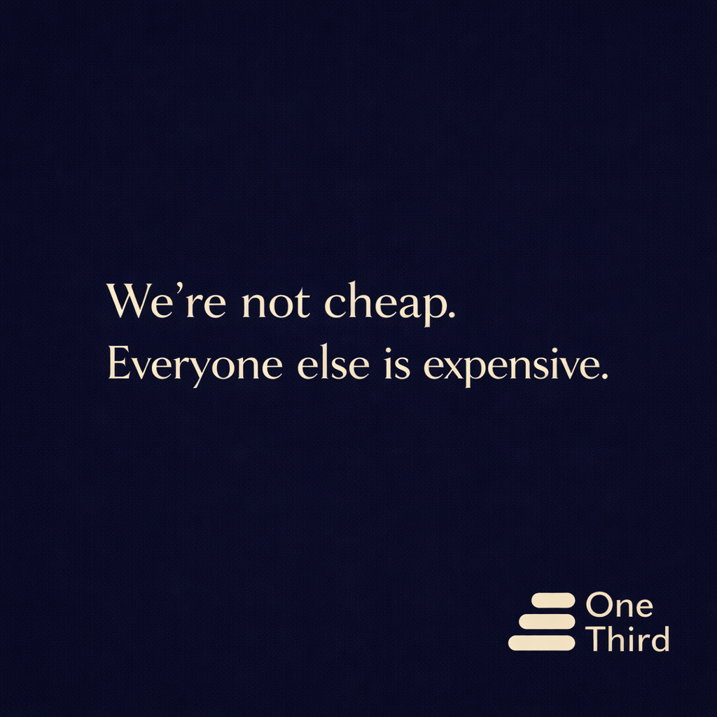Dark blue background with white text and 'One Third' logo.