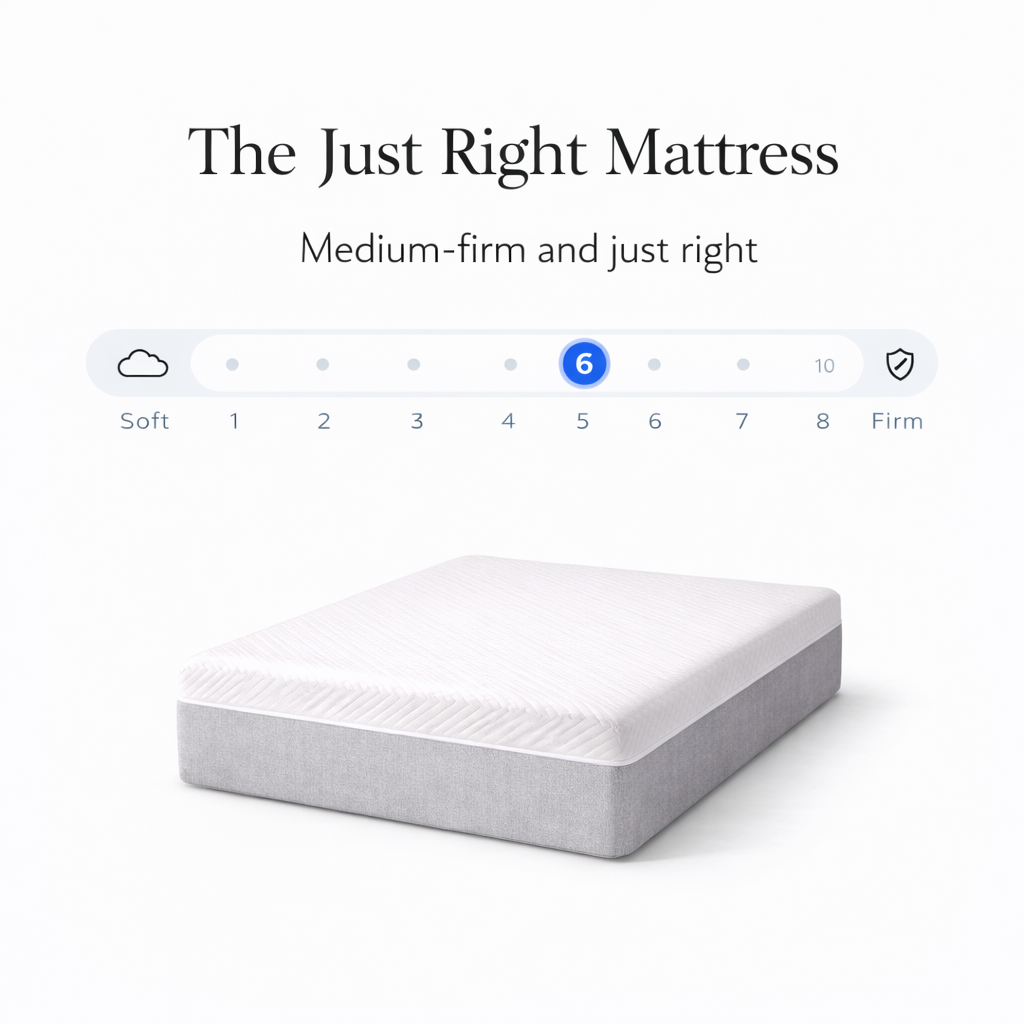 Mattress with a firmness scale on a white background