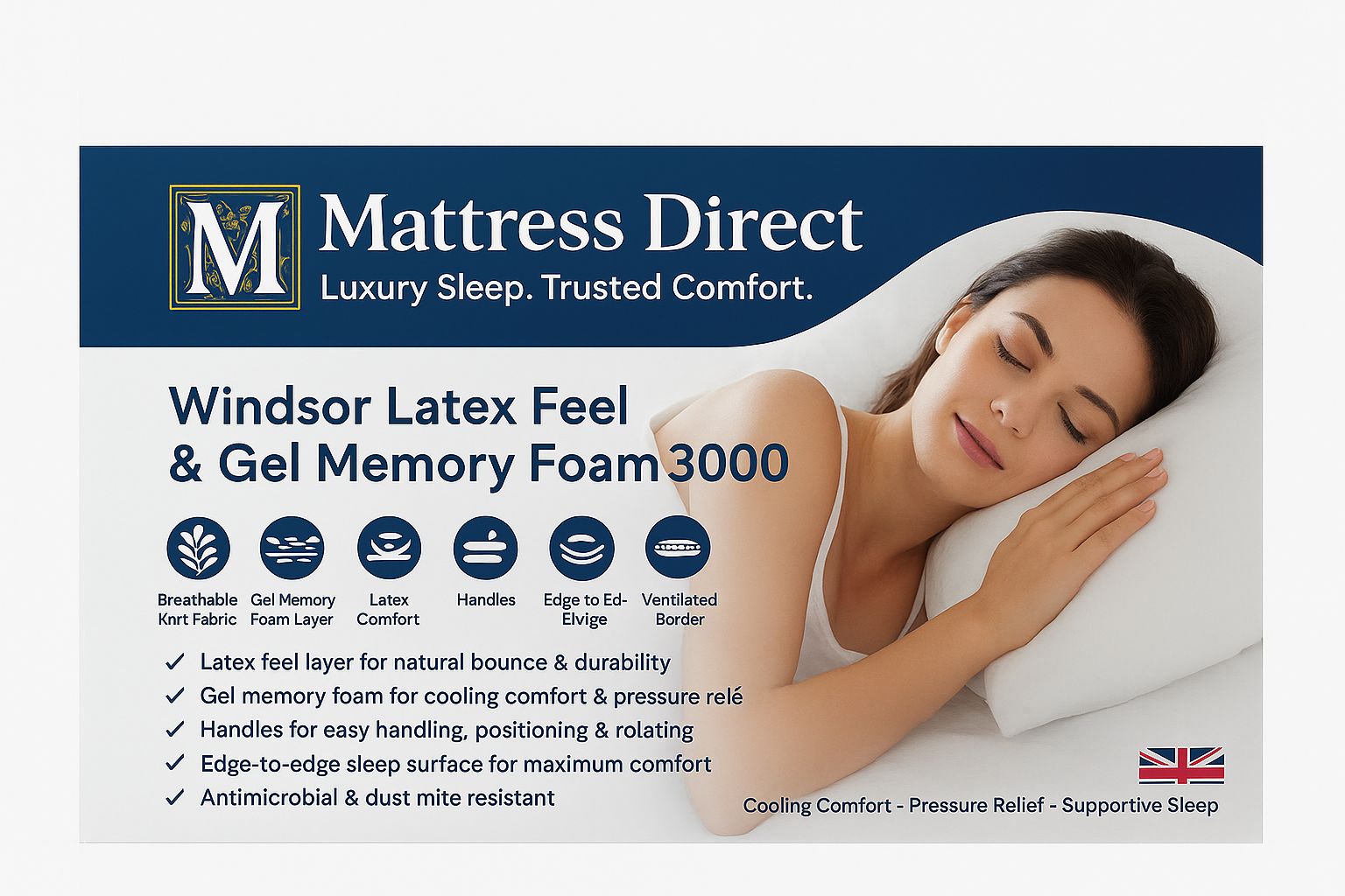 Windsor Latex Feel & Gel Memory Foam 3000 - Vacuume packed In one Box