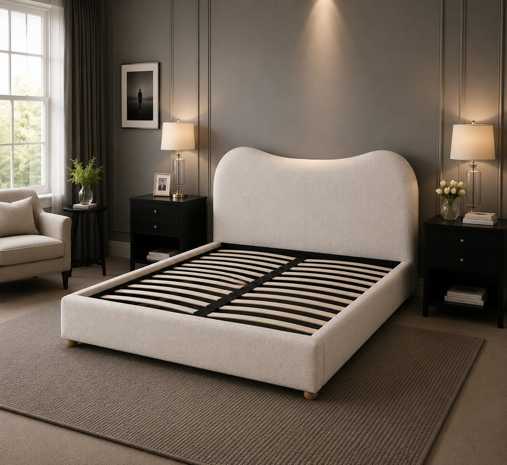 Egerie Curved Headboard Boucle Storage Bed