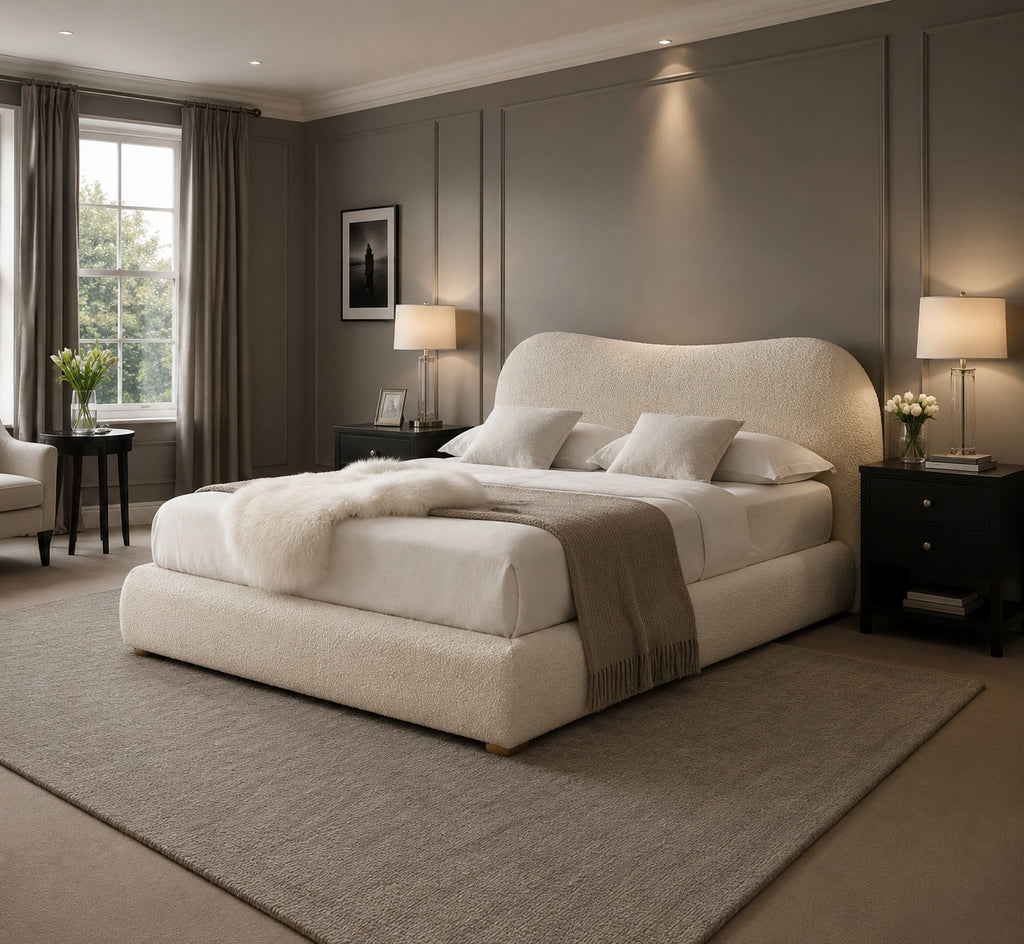 Egerie Curved Headboard Boucle Storage Bed
