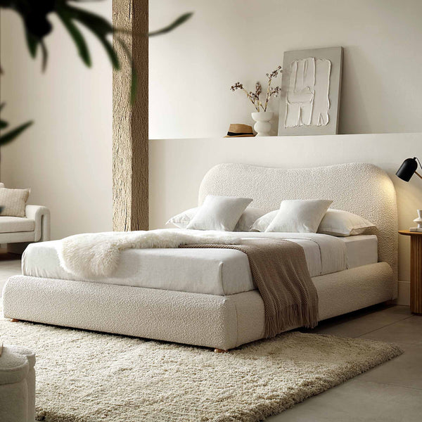 Egerie Curved Headboard Boucle Storage Bed
