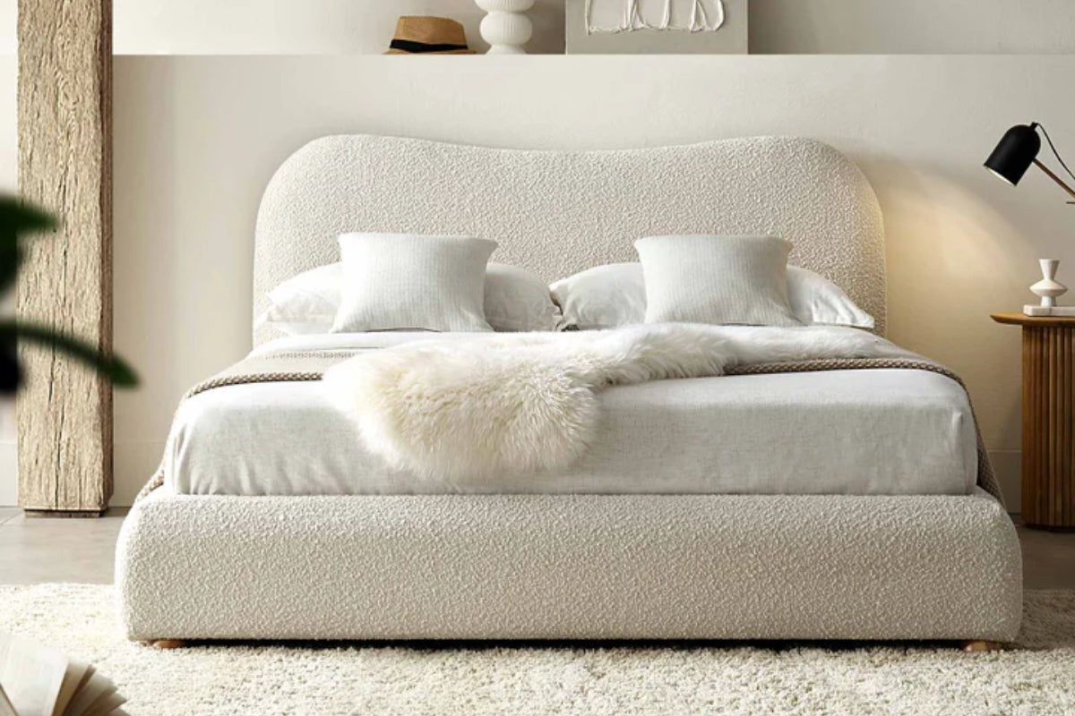 Egerie Curved Headboard Boucle Storage Bed